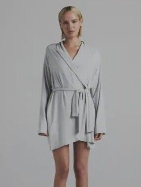 Skims Sleep Short Robe Light Heather Grey M